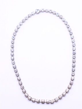 Vintage Czech Crystal Necklace Choker 15" Silver Tone
